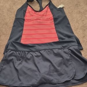 Nike Women's Gray And Coral Two Piece Bathing Suit